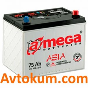 Купити авто акумулятор A-mega (Азія) 6СТ-75-А3E R+ Київ, Україна