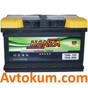 Купити авто акумулятор Hanza Platinum 6СТ-75-А3E R+ Київ, Україна