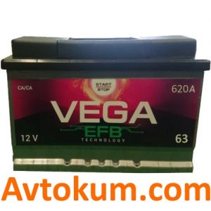 Купити авто акумулятор Vega EFB 6CT-63 R+ Київ, Україна