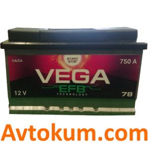 Купити авто акумулятор Vega EFB 6CT-78 R+ Київ, Україна