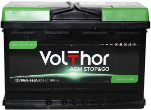 Купити авто акумулятор Volthor 6СТ-60 R+ Top AGM Stop & Go Київ, Україна