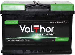 Купити авто акумулятор Volthor 6СТ-70 R+ Top AGM Stop & Go Київ, Україна