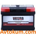 Акумулятор Vesna Premium 6CT-75 R+ низький корпус